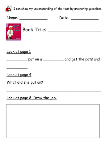 ORT Level 1+ Reading Comprehension - Taps and Pans