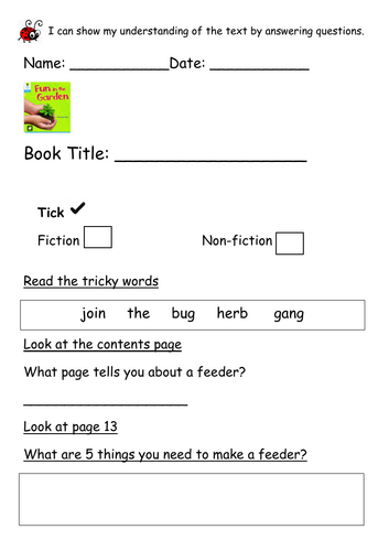 ORT Level 3  Reading Comp - Fun in the Garden