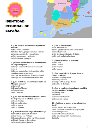 Y12 - Spanish Regional Identity - Reading and test