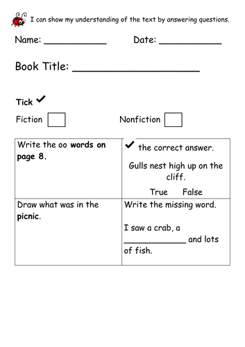 ORT Level 4 Reading Comp - Trip to the Beach