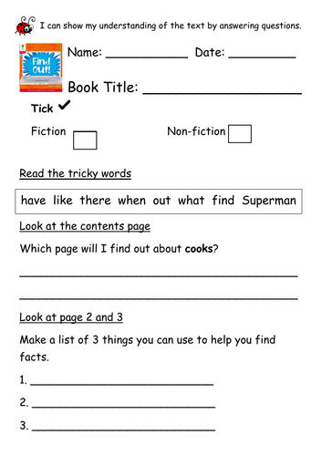 ORT Level 4 Reading Comp - Find Out