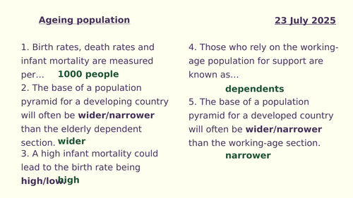Y8 Population: ageing population