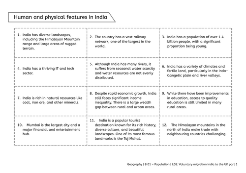Y8 Population: voluntary migration India to UK (part 1)