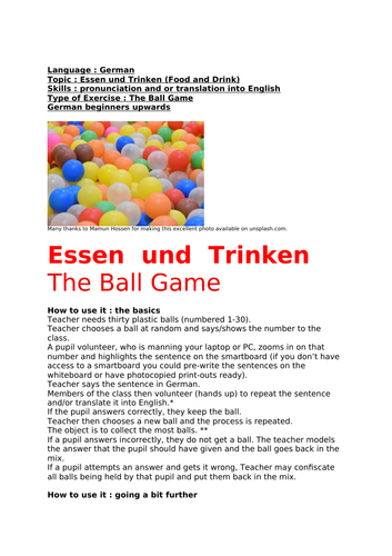 Essen und Trinken (The Ball Game)
