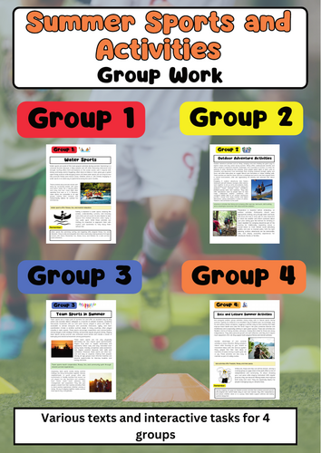 Summer Sports Activities Group Work – Water, Adventure, Team, Solo Fitness Tasks for Students