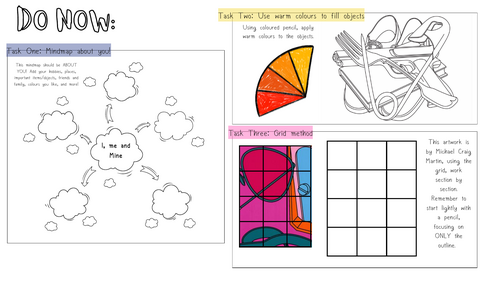 Art and Textiles KS3 Do Now task sheets