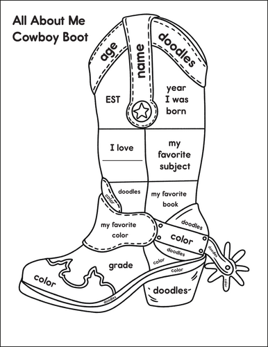 All About Me Cowboy Boot Activity - Back to School Getting to Know You ...