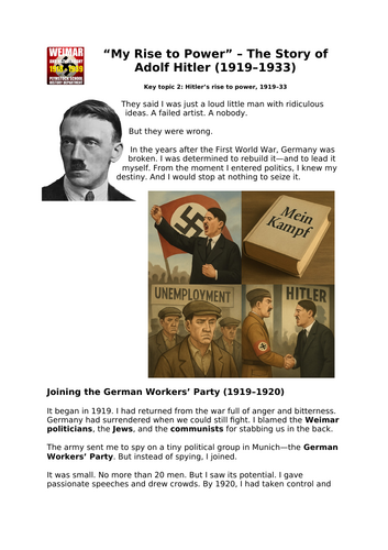 Edexcel GCSE Weimar and Nazi Germany - Story Pt2 | Teaching Resources