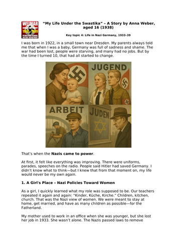 Edexcel GCSE Weimar and Nazi Germany - Story Pt4 | Teaching Resources