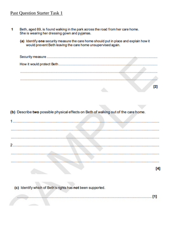 OCR Cambridge National Health and Social Care R032 Past Exam Question ...
