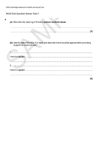 OCR Cambridge National Health and Social Care R032 Past Exam Question ...