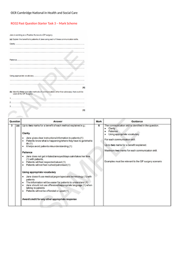 OCR Cambridge National Health and Social Care R032 Past Exam Question ...