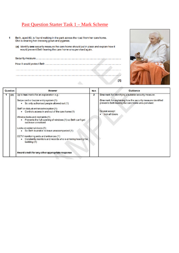 OCR Cambridge National Health and Social Care R032 Past Exam Question ...