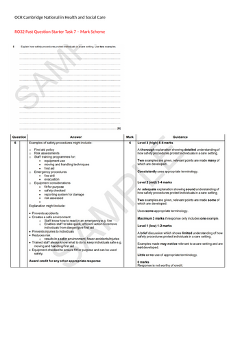 OCR Cambridge National Health and Social Care R032 Past Exam Question ...