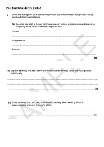 OCR Cambridge National Health and Social Care R032 Past Exam Question ...