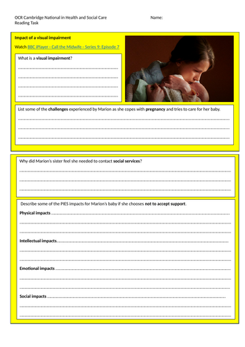 OCR Cambridge National Health and Social Care (Level 1/2) R032 Reading ...