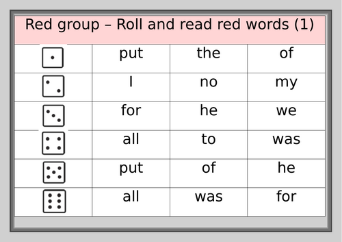 RWI red word roll and read activities (49 in total) | Teaching Resources