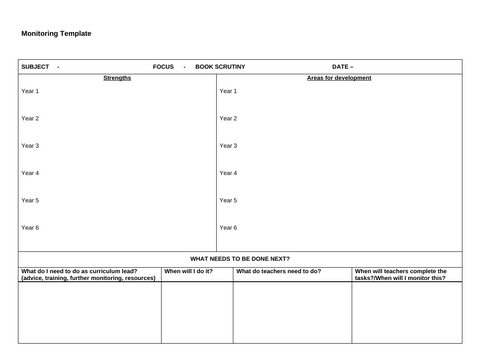Book Look Monitoring Template | Teaching Resources