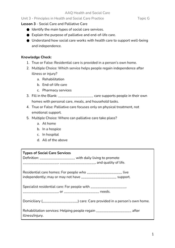 BTEC AAQ Health and Social Care - Unit 3 - Aim B (P5 Lessons ...