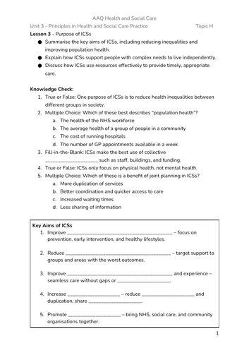 BTEC AAQ Health and Social Care - Unit 3 - Aim B (M3 and D2 Lessons ...