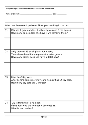 Year 2 Addition & Subtraction Practice Worksheets | Home Revision Pack ...