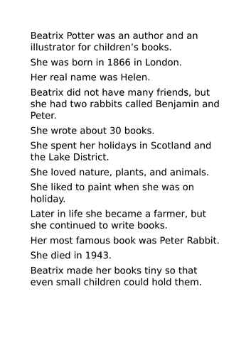 Week 2 Peter Rabbit Planning