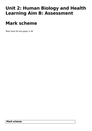 BTEC Level 3 AAQ National Health and Social Care Unit 2: Human Biology ...
