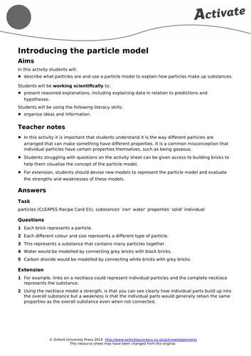 KS3 Year 7 Chemistry Particles and their behaviour - The Particle Model ...