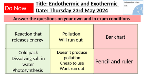 Endothermic and Exothermic reactions (2 lessons ) KS3 Science ...
