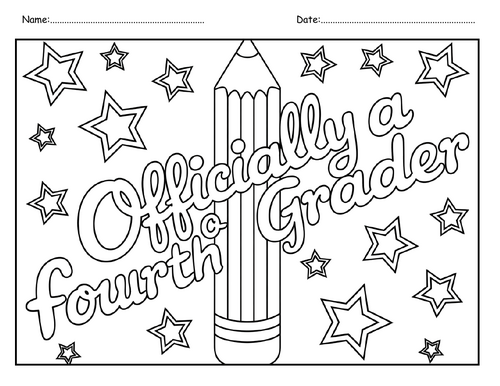 Officially a Fourth Grader Coloring Pages: Start of the Year August ...