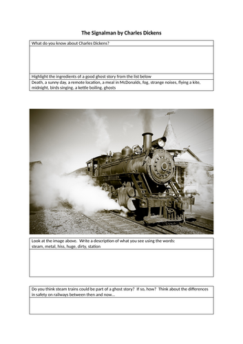 GCSE / KS3 English Fiction Extract Dickens The Signalman Gothic ...