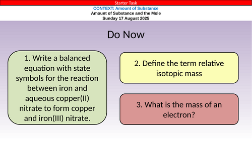 OCR A Level Chemistry Chapter 3 - Amount of Substance