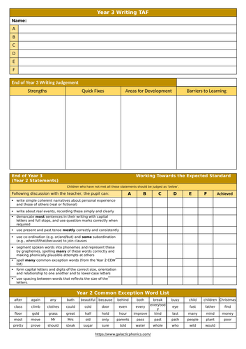 Year 3 Writing TAF and Teacher Guidance | Teaching Resources