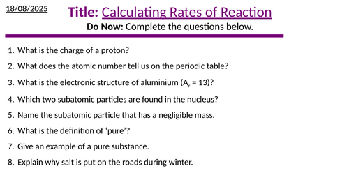 Calculating Rates (AQA GCSE Combined Science) Chem Paper 2 | Teaching ...