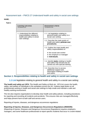 NCFE CACHE Level 2 Cert in Preparing to Work in ASC: Health and Safety ...