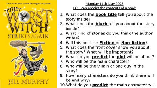 The Worst Witch Strikes Again Reading Comprehension Unit