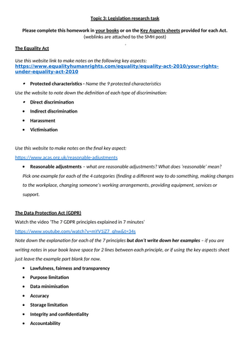 Health and Social Care OCR AAQ F090 Exam Topic 3 Resources | Teaching ...