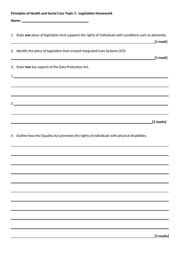 Health and Social Care OCR AAQ F090 Exam Topic 3 Resources | Teaching ...