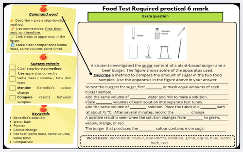 GCSE Science Required Practical 6-Mark Exam Question Worksheet | Food ����Vlogt