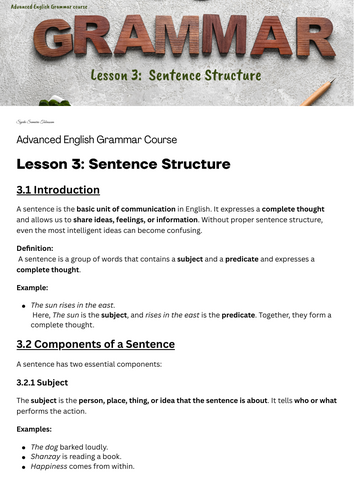 Master Sentence Structure: The Complete English Grammar Guide for ...