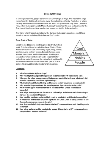 Divine Right Of Kings Worksheet