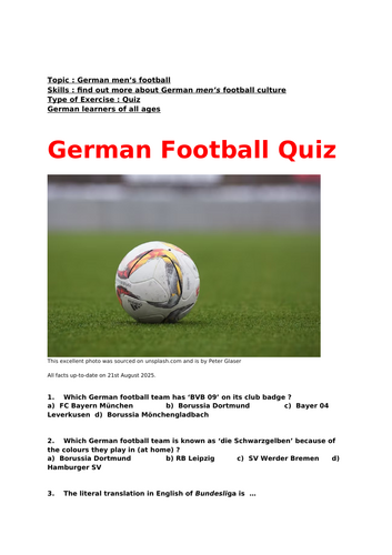 German, German men's football, quiz