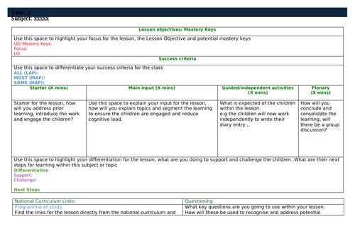 Lesson Plan Template with Guidance | Teaching Resources