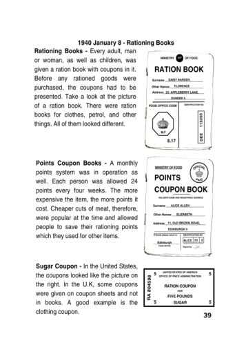 Worksheets from World War 2 Workbook by Rebecca Soyannwo and Ration ...