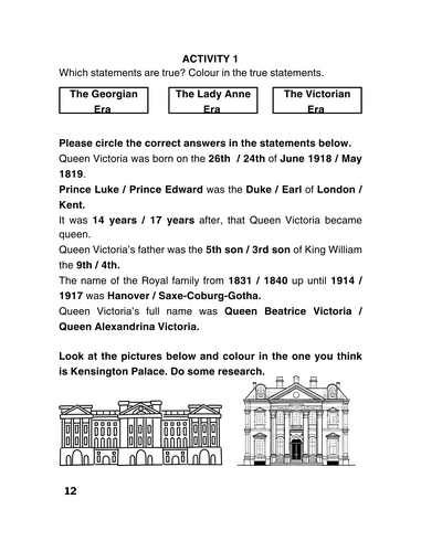 Worksheets and Information Pages From The Victorians Workbook ...