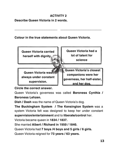 Worksheets and Information Pages From The Victorians Workbook ...