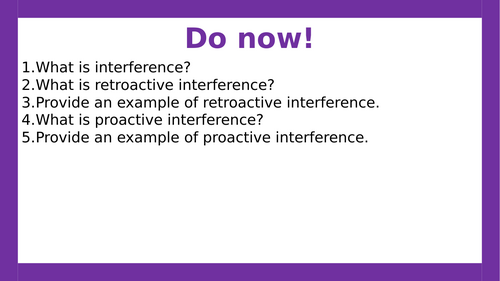 AQA A-level Psychology: Interference Evaluation. (Lesson 8 of Memory)