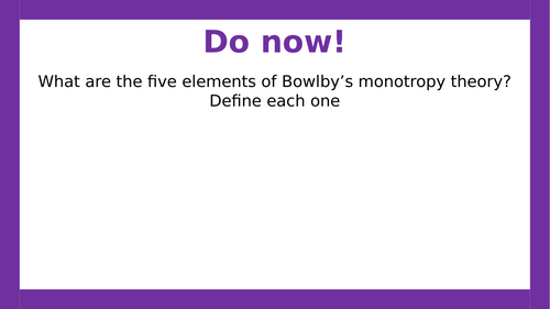 AQA A-level Psychology: Monotropy Theory Evaluation. (Lesson 6 of Attachment)