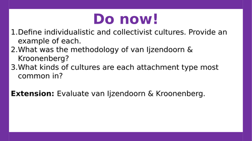 AQA A-level Psychology: Maternal Deprivation. (Lesson 12 of Attachment)