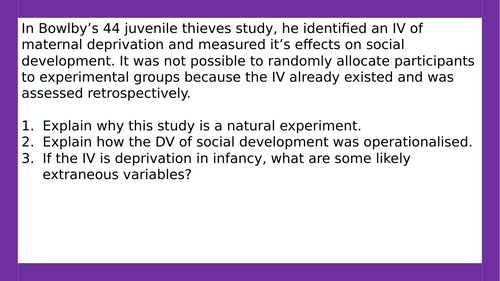 AQA A-level Psychology: Institutionalisation. (Lesson 14 of Attachment)